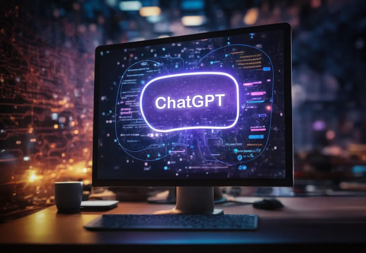Bildschirm mit Aufschrift "ChatGPT"